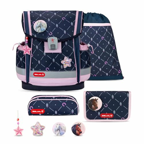 Belmil Classy Plus Schulranzen Set 5-teilig mit Brustgurt (405-78/AG/S) (Midnight Gallop)