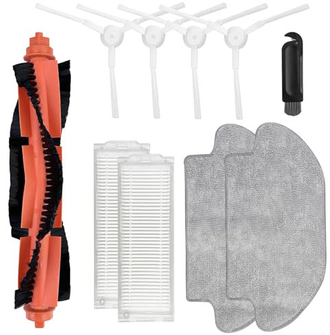 Fervalyna Accesorios de Recambios Compatible con Xiaomi Robot Vacuum Mop 2S/Mop P/Mop Pro/S12 Recambio, 1Cepillos Principales, 4Cepillos Laterales, 2Filtros, 2Trapos Fregona, 1Herramientas Limpieza