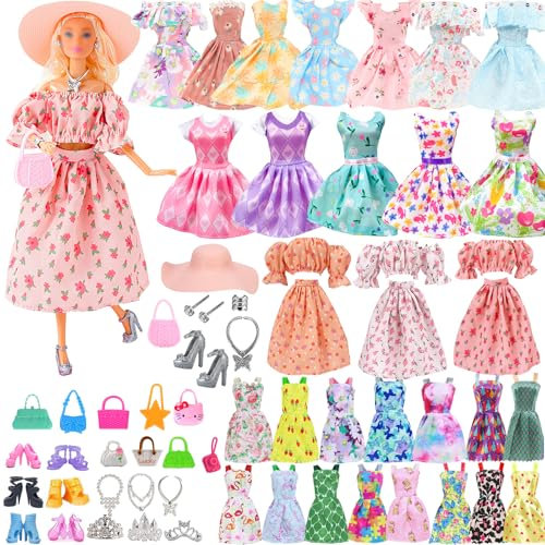 Ensemble de 38 vêtements et Accessoires pour poupées, Design Tendance, Tenue poupée avec Robes, Jupe, Chaussures, Sacs, Collier, Accessoires pour poupée de 11,5 Pouces, Jouet Cadeau