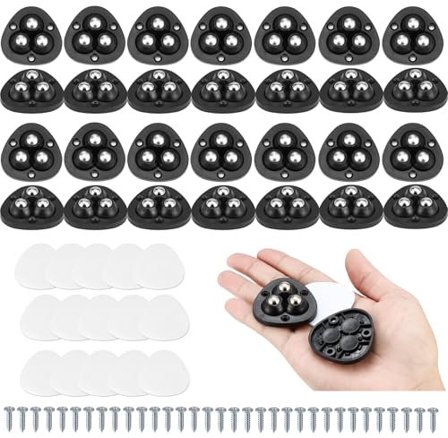 Appliance Wheels - 28 Pack Self Adhesive Caster Wheels, 360° Swivel, Heavy Duty ABS Material, Easy Installation for Furniture, Cabinets, and More