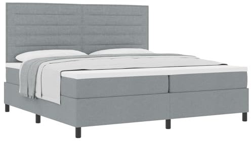 vidaXL Boxspringbett mit Matratze Hellgrau Stoff 200X200 cm Modernes Polsterbett für Schlafzimmer für Erwachsene Doppel-Schlaflösung Möbel Komfortable Einfache Montage Robuster Rahmen