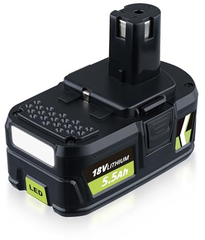 5.5Ah 18V P108 Li-ion Replacement for Ryobi 18V Battery Compatible with Ryobi Battery P108 P204 P206 P2060 Cordless Power Tools