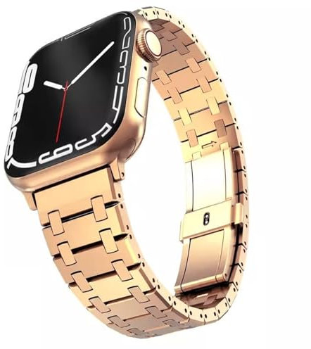 ONECMN Correa de acero inoxidable para Apple Watch Ultra band 49mm 38/40/41mm 42/44/45mm S10 42MM 46MM pulsera para s 10 9 8 7 Se 6 5 4 Se(Rose gold,45mm)