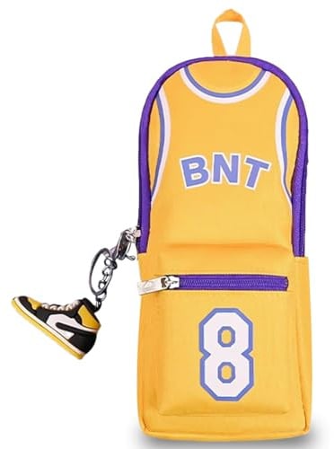 QWEPU Basketball Federmäppchen, Basketball Star Player Federmäppchen,Große Aufbewahrung Farbe Bleistift Tasche Tragbar für Schule Mädchen Jungen Büro Damen Geschenk （21 * 10 * 8cm） (Gelb 8)
