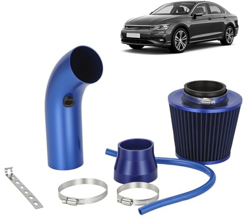 Kit universale ad alte prestazioni con filtro dell'aria, tubo di aspirazione in alluminio, connettore in silicone e accessori di montaggio, filtro dell'aria sportivo da 76 mm