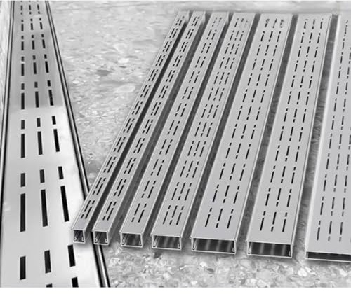 JUCCJUXIN Entwässerungsrinne Terrassenrinne Rinne aus Edelstahl Regenrinne Fassadenrinne extra flach for Garten/Hof/Gehweg, Einbau-Garage-Bodenablauf Duschablauf(H8*W3.5CM/H3.15*W1.38IN)