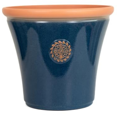 Royale Crest Planter Plant Pot – Large Outdoor Garden Pot – Lightweight Recycled Plastic – Frost Proof & UV Resistant – Ceramic Look Patio Pot with Drainage Hole (3 Sizes) (Blue, 39 litres)
