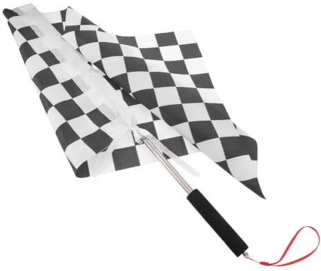 TOYANDONA Schwarz Weiße Rennflagge mit Edelstahlstab, Polyester, 15, 75x23, 6 Zoll
