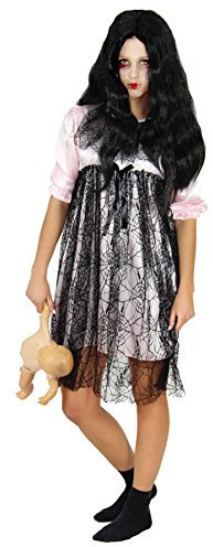 Foxxeo rosa Horror Puppen Kleid Halloween Kostüm für Damen Fasching Karneval Motto Party Größe L