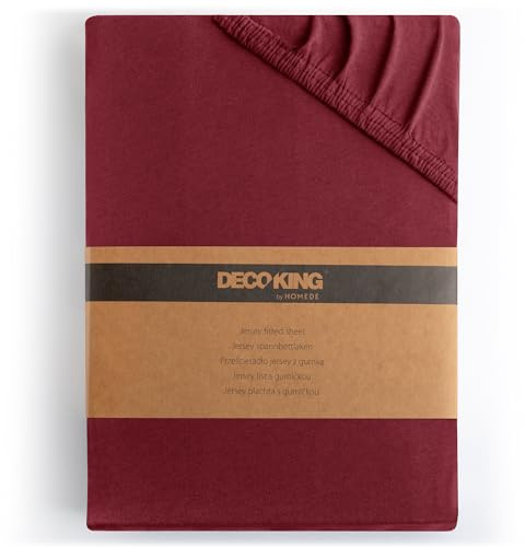 DecoKing Spannbettlaken 120x200 140x200 cm 100% gekämmte Baumwolle Amber | Bordeaux Spannbetttücher Jersey Boxspringbett 120 x 200 140 x 200