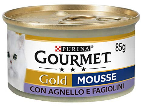 GOURMET Gold Wet Food for Adult Cats Mousse with Lamb and Green Beans, 24 Cans of 85 g