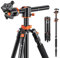 K&F Concept Trépied horizontal en aluminium de 170,2 cm, monopode portable avec tête sphérique à 360 degrés, plaque à dégagement rapide pour appareils photo reflex numériques T255A4+BH-28L (TM2515T1)
