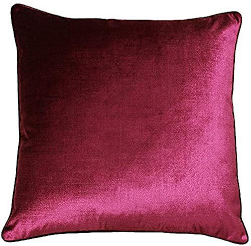 Riva Paoletti Luxe Velvet Polyester Filled Cushion - Cranberry Pink - Soft Velvet Feel Fabric - Reversible - Hidden Zip Closure - Machine Washable - 100% Polyester Case - 55 x 55cm (22 x 22 inches)