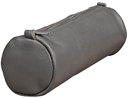 Clairefontaine 77035C Schlampermäppchen Age Bag (aus Leder, 22 x 8 cm, rund, groß, mit Metallverschluß) 1 Stück, grau