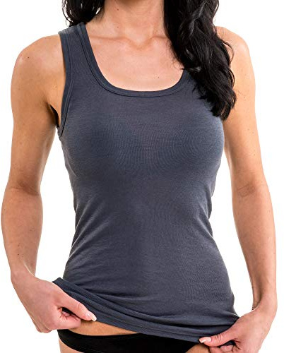 HERMKO 17325 Damen Longshirt in diversen Mode-Farben - Unterhemd softweich Dank Modal, Farbe:Graphit, Größe:40/42 (M)