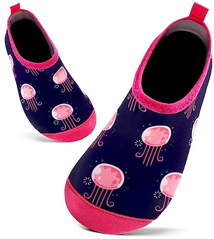 Badeschuhe Kinder Schwimmschuhe Wasserschuhe Schnell Trocknend Strandschuhe Aquaschuhe für Jungen Mädchen Baby Beach Pool(Quallen,7/7.5 UK Child,24/25 EU)