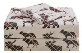 Highline Bedding Co. Flanell-Bettwäsche-Set, volle Größe, 100 % türkische Baumwolle, doppelt gebürstet, ultraweich, flauschig, gemütlich, 4-teiliges Set (Wilderness Plaid, Weiß/Rot)