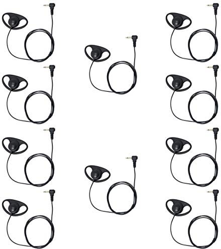 Earphmice Listen Only Earpiece 3.5mm Radio Earpiece for Radio Mic 3.5mm Connector Police Earpiece for Law Enforcement Compatible with Motorola and Kenwood Speaker Mic, D-Shaped, Pack of 10