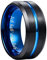 NUNCAD 10mm Schwarz Blau Ring aus Wolfram Herren Damen Schmuck Ring für Hochzeit Verlobung Freundschaft Größe 76 (24.2)