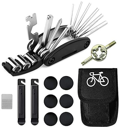 Bike Tool Kit Puncture Repair Kit 16 in 1 Multifunction Accessories with Patch Tire Levers
