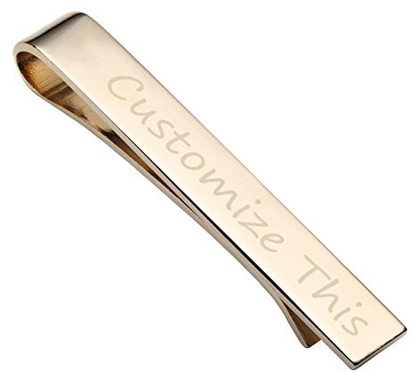 AllerPierce Personalisiert Krawattenklammer mit Gravur Edelstahl Krawattennadel Klassisch Skinny Business Clips für Männer Herren Anzug Anpassen Text (Gold 54 * 8mm)
