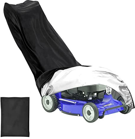 luoge Lawn Mower Cover, Waterproof Windproof Dustproof, All-Weather Outdoor, Indoor Anti-UV Protector 210D Oxford Cloth with Buckles Draw String and Storage Bag(193 x 64 x112cm) - Black (20220313)