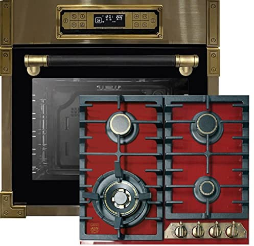 Kaiser Herdset EH 6726 AD+KCG 6335 RotEm Turbo, Retro Einbau Backofen 80L, 11 Betriebsfunktionen+Retro Einbau Gas Kochfeld 60 cm, Rotes Glas, Erdgas/Propangas/Fl.Gas