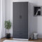 URBNLIVING Tall 2 Door Bedroom Wardrobe With 2 Drawers (Ash Grey Carcass + Black Drawers)