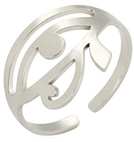 kkjoy Edelstahl Auge des Horus Ring Verstellbare Offene Finger Ringe Halloween Schmuck Für Frauen Männer
