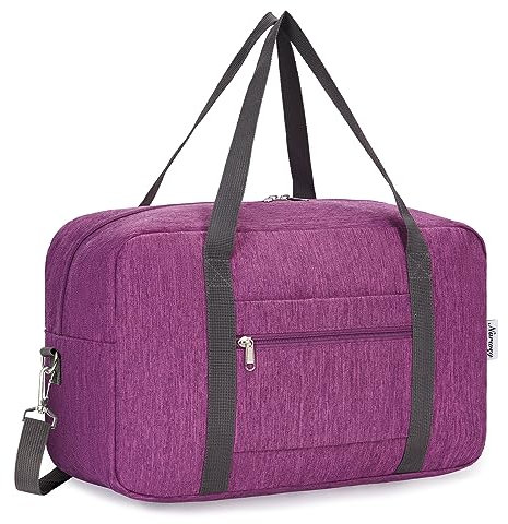 für Ryanair Handgepäck 40x20x25 & Handgepäck Tasche für Flugzeug - Faltbare Reisetasche Damen & Weekender Damen - Handgepäck Koffer 20L (Dunkles Violet (mit Schultergurt))