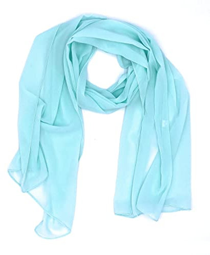 FASHION YOU WANT Damen Schal Stola Halstuch Tuch Seidentuch aus Chiffon für Frühling Sommer Ganzjährig (mint)