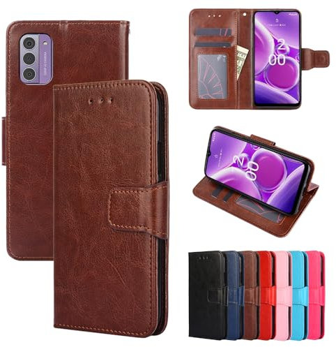 BellaCase Nokia G42 5G Premium Leather Wallet Case [Card Slots] [Kickstand] [Magnetic Buckle] Flip Folio Cover for Nokia G42 5G Smartphone(Brown)