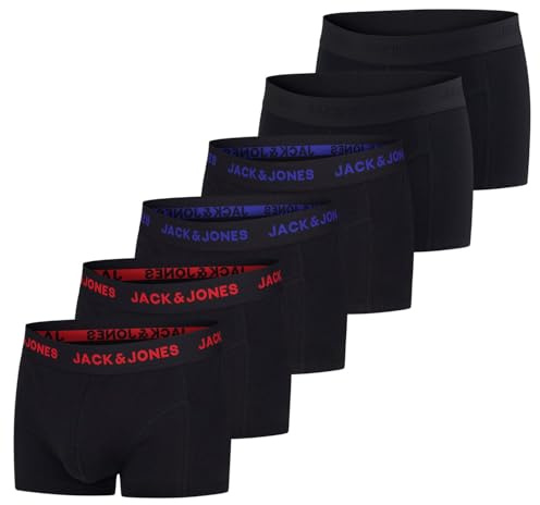 JACK & JONES Boxershorts Herren 6er Pack Basic Trunks Boxer Stretch Unterhosen Unterwäsche Retroshorts Set Baumwolle Schwarz Rot Grün Blau Grau S M L XL XXL 3XL 4XL 5XL 6XL 7XL 8XL