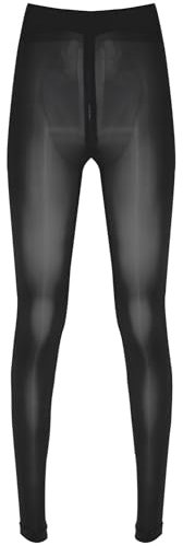 iEFiEL Damen Transparent Strumpfhosen mit Reißverschluss Lang Socken Leggings Strümpfe Offenen Schritt Unterhosen Schwarzes B XL