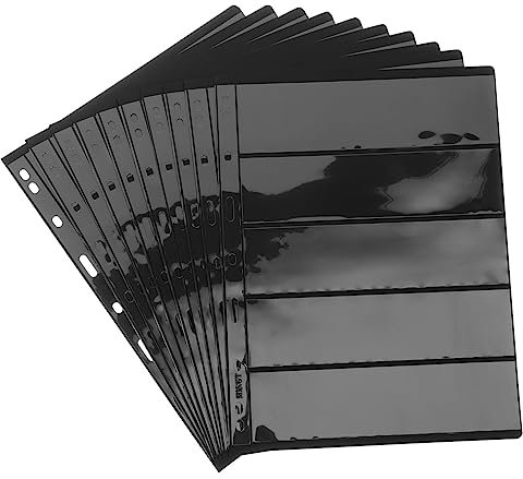CAXUSD Briefmarken Sammelalbum A5-konferenzmappe Wiederverwendbares Loseblatt Stempelhalter Für Postkarten Fotos Sammlungen 10 Blätter Schwarzes Einlegeblatt Langlebiges Stempelzubehör