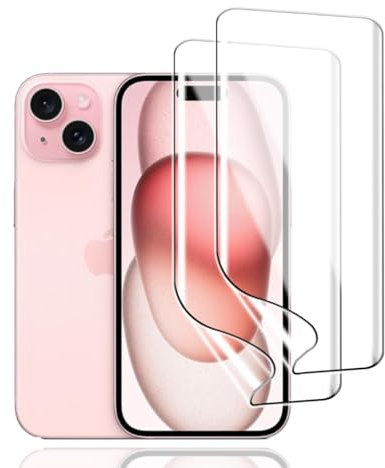 KoasVonson Displayschutzfolie für iPhone 15, 2 Stück TPU Schutzfolie Weiche HD Klar Flexible Transparente Hydrogel Folie TPU Film