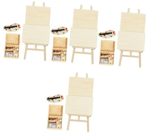 DIYEAH 4 Set Pittore Di Case Delle Bambole Tavola Da Pittura Per Mini Casa Piccolo Cavalletto Modello Mini Cavalletto Mini Giocattolo Accessori Mobilia Bambino Di Legno Cosplay Acrilico