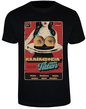 Rammstein T-Shirt Dicke Titten schwarz, Offizielles Band Merchandise Fan Shirt mit Brust- und Rückendruck- L