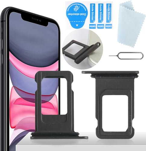 YHX-OU Black SIM Slot for Apple iPhone 11 SIM Tray Card Holder for iPhone 11 A2221, A2111, A2223 Slot Sledge Card Holder Card Frame Holder Replacement + SIM Pin