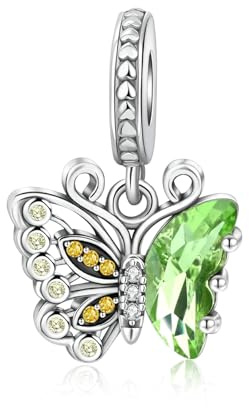 Alstiva Schmetterling in grnem zweifarbigem Charm-Anhnger 925 Sterling Silber 5A Zirkonia Anhnger fr Armband und Halskette Schmuck Geschenk fr Damen