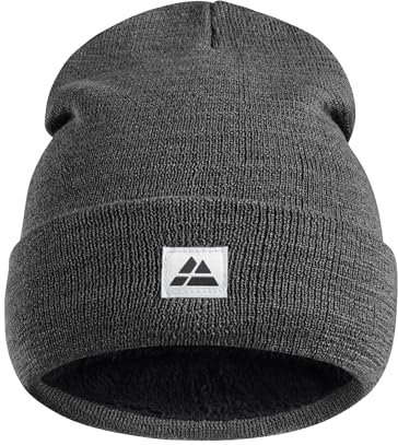 DANISH ENDURANCE Fleece Mütze aus recyceltem Material, Beanie Wintermütze, Fischermütze, Warm & Atmungsaktiv, Unisex, für Herren & Damen, Dunkelgrau, Einheitsgröße