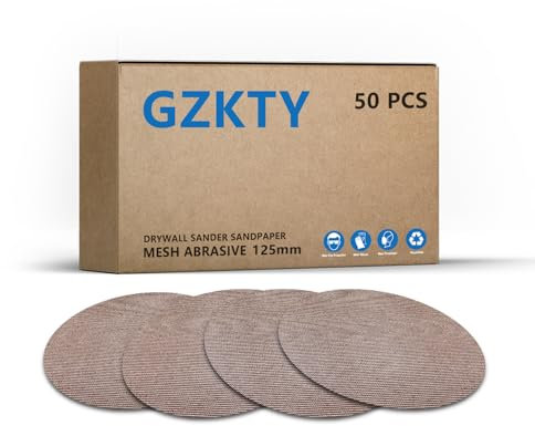 GZKTY 50 Pezzi Rete Dischi Abrasivi 125mm, Grana 150, Per Levigatrice Orbitale da 125mm e Levigatrici per Legno per la levigatura di superfici dure, legno, stucco, vernice, metallo