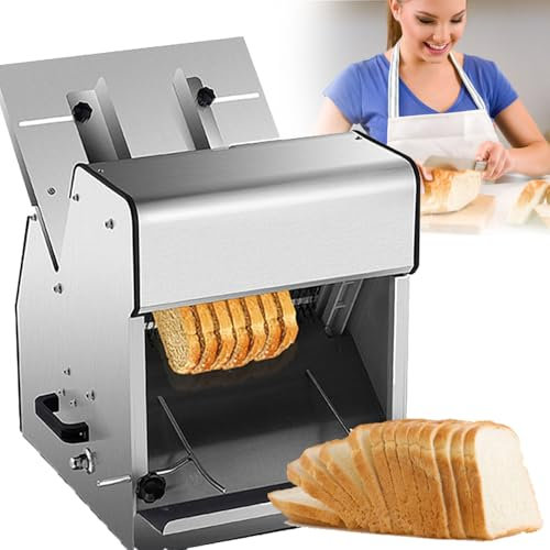 YANGYMM Commercial Toast Bread Slicer, 12mm Thickness Electric Cutting Machine, 304 Stainless Steel Food Slicer, 31PCS Bakery Cutter, Electric Meat Slicer for Homemade Bread Fruit Vegetable