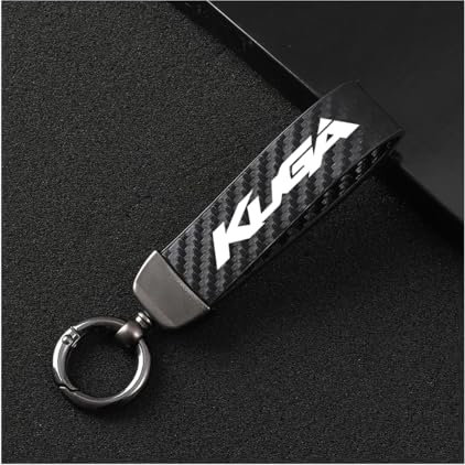 Genérico Llavero Coche para Ford Kuga, Llavero de Microfiber Cuero con el Anillo Giratorio en D,Black