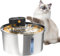 Katzenbrunnen Edelstahl Kabellos,Trinkbrunnen für Katze,Katzenbrunnen für Katzen,3.2L Katzentrinkbrunnen mit Bewegungsmelder,5000mAh wasserbrunnen für Katzen,Cat Fountain Pumpe Leiser Betrieb