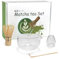 Mycketop Ensemble de 4 pièces de qualité supérieure pour matcha avec chases en bambou, cuillère à café, support en verre, bol à bec verseur - Accessoire parfait pour la préparation traditionnelle du