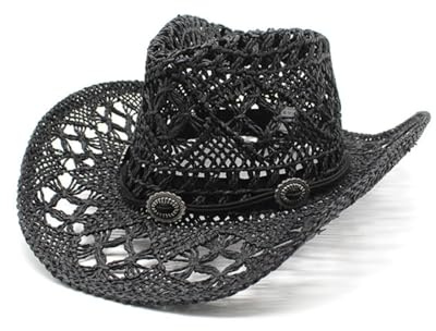 Cazqgoy Straw Cowboy Hat for Women - Sun Protection Western Cowgirl Breathable Beach Wide Brim