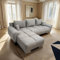 Gaba furniture London L Shaped Universal Corner Sofa Bed Light Grey Matt Velvet – 291x85x183 cm – Sleeping Function 130x220 cm – Day Bed – Sofabed with delivery to your home and assembly