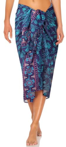 DiULi Strand Wickelrock Sarong, Damen Sarong Pareo, Wickeltuch Bikini Cover Up mit Quasten, Wickelrock Groß für Strand Rock Swimsuit