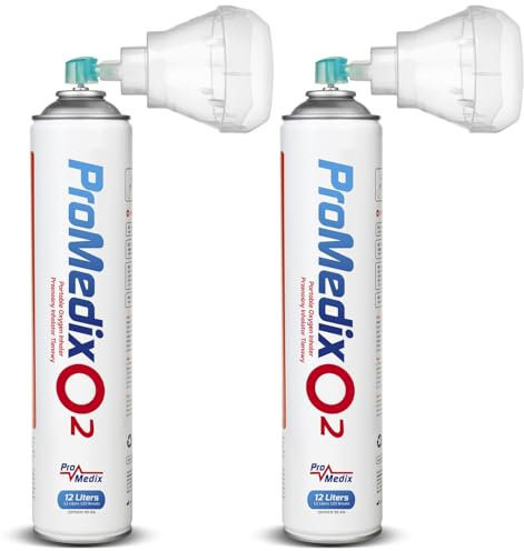 ProMedix PR-994 Inhalador de Oxígeno Portátil para Inhalación | Boquilla Universal | Oxígeno en Lata 12L 99,4% (2)
